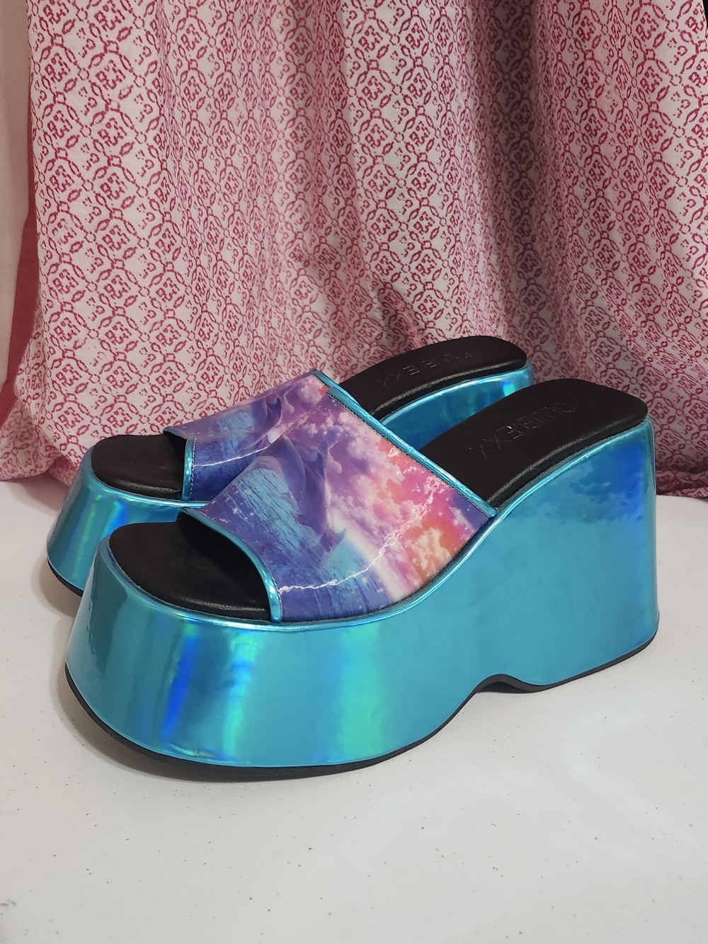 Luv Ur Energy Platform Dolphin Halographic  Slides Club Exx Sz 7